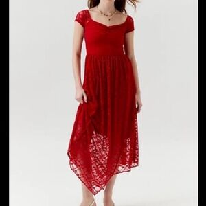 URBAN RENEWAL | NWT Red Lace Cap Sleeve Medieval Fairy Renaissance Boho Dress, M